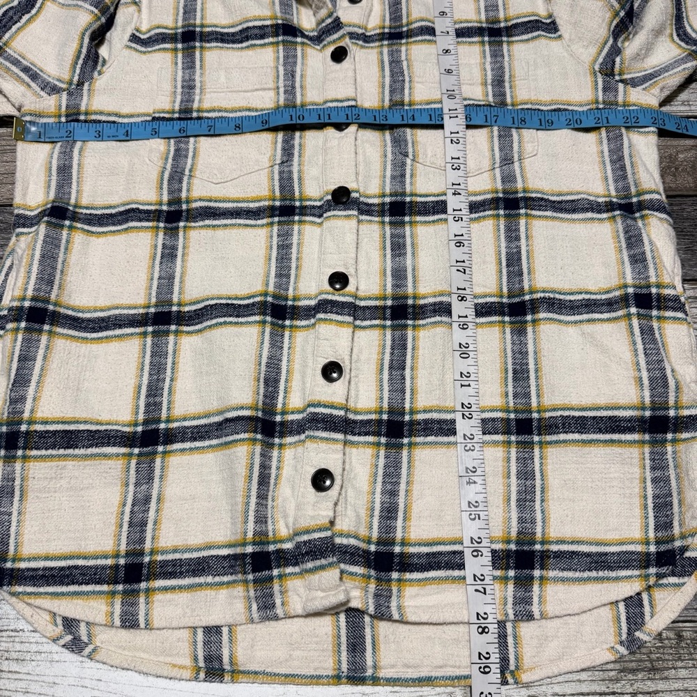Madewell Oversized Flannel Shirt Jacket Shacket Women’s M Cream Plaid Button Up - Picture 2 of 8